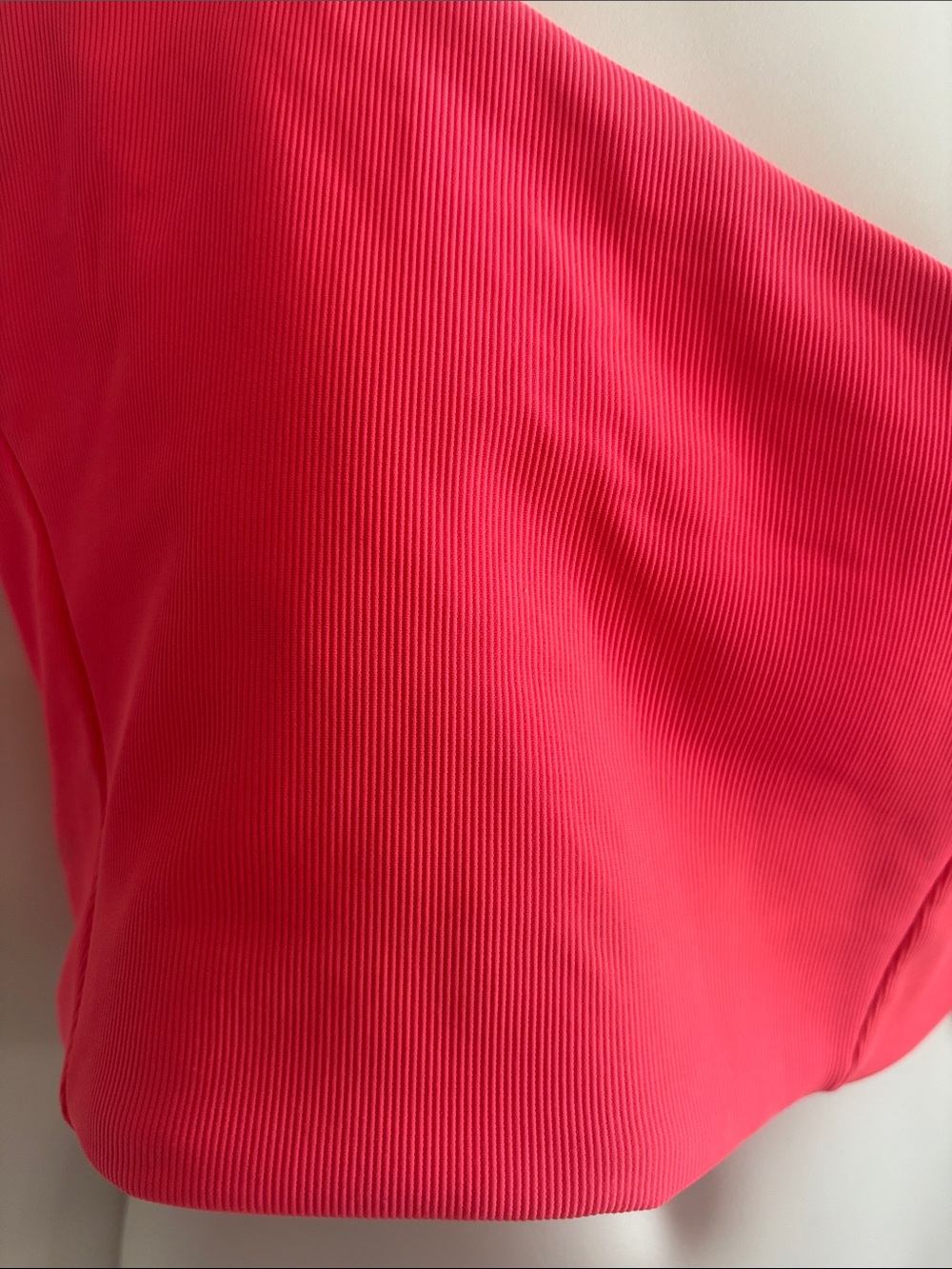 WILO the label Hot coral One Shoulder ribbed Active Bra top cropped Top Size L - Picture 4 of 11